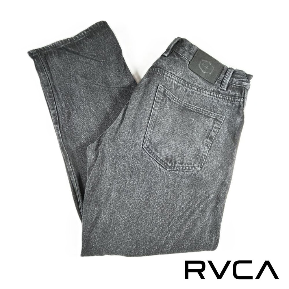 RVCA Men's Americana Relaxed Fit Button Fly Denim Jeans, Black 30Wx30L